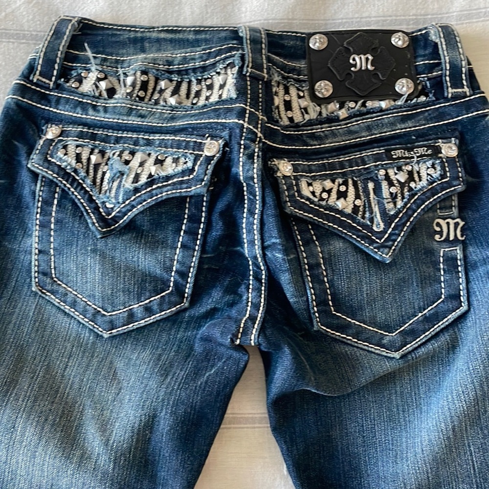 Rare jeweled zebra print MEK Jeans